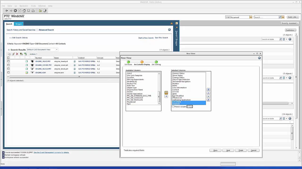 Windchill 11.0 Creating Table Views