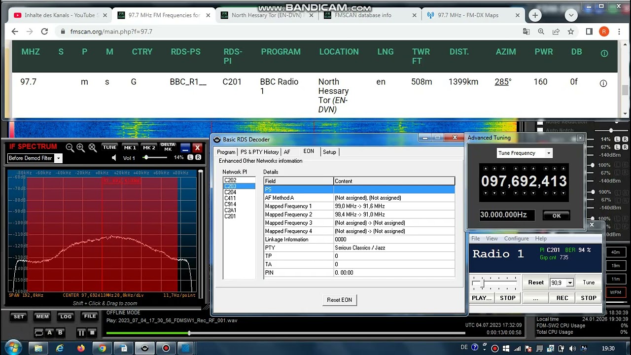 FM DX Es - 040723 - 1732UTC - 97.7 - BBC Radio 1 (G) North Hessary Tor (EN-DVN) 160kW 1399km