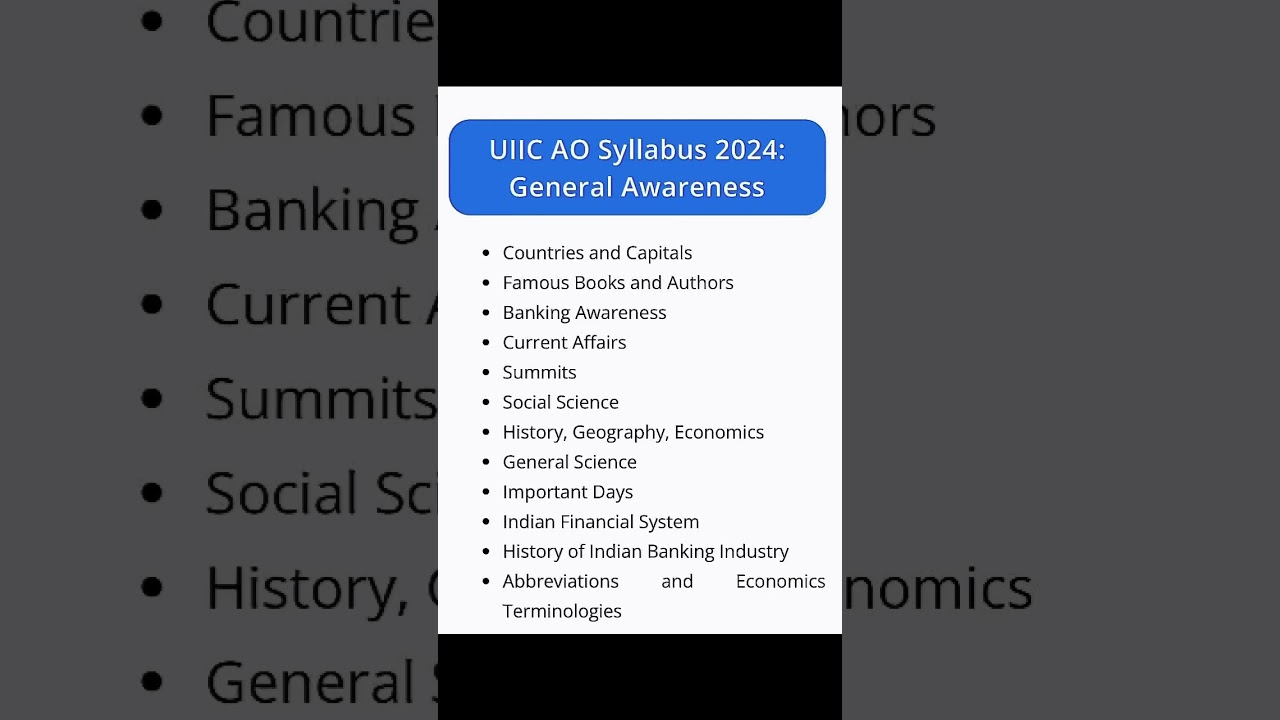 UIIC AO exam syllabus/ UIIC AO exam syllabus 2024