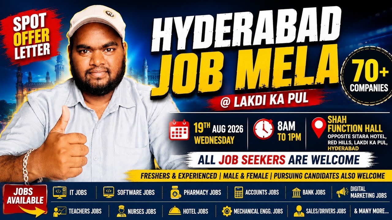 Hyderabad Job Mela 2026 | 70+ Companies | Spot Offer Letters | Freshers & Experienced