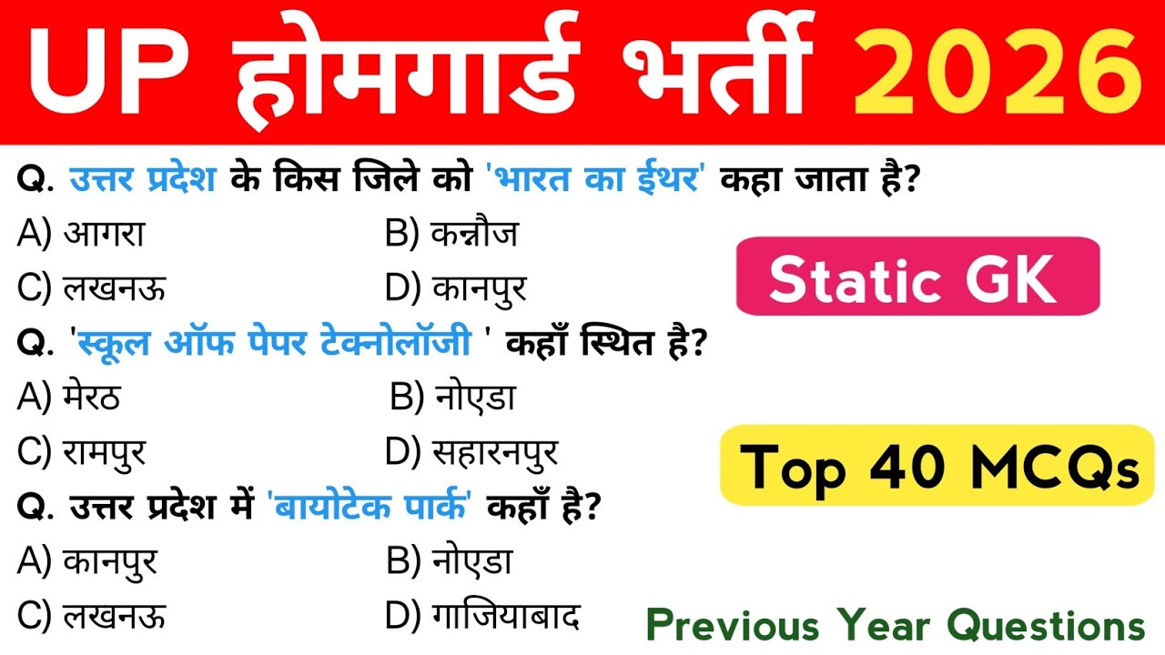 UP POLICE HOME GUARD BHARTI 2026 | STATIC GK | HOMEGUARD GK GS PRACTICE SET | AMAN GK  GS |