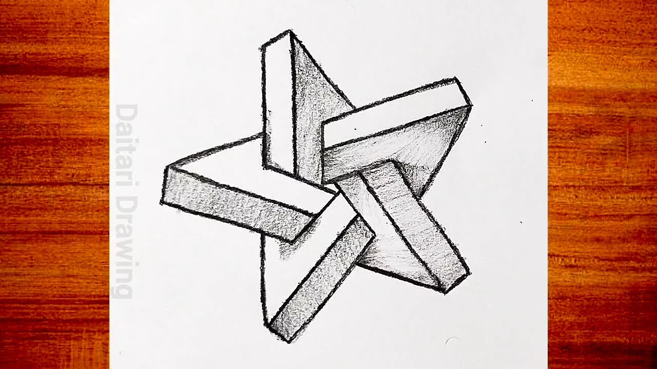 3D  Star Drawing Step By step | How To Draw 3D Star #art #sketch #Drawing #3ddrawings  