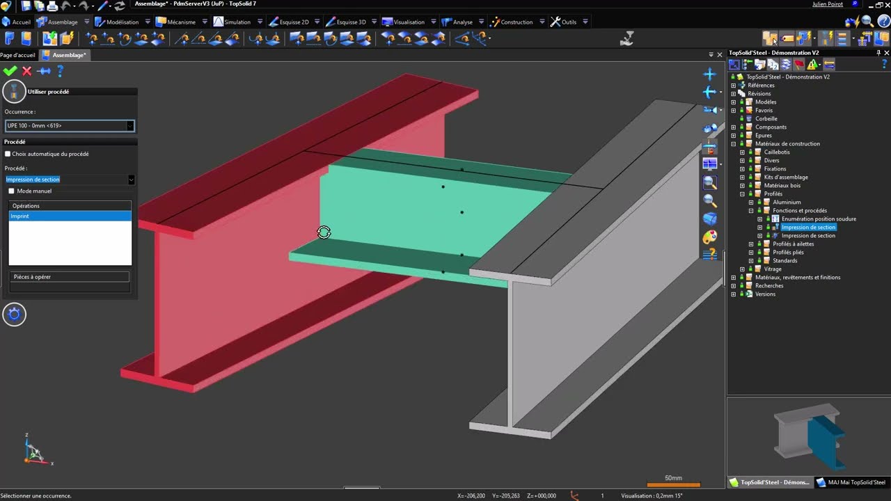 Utilisation procédé impression de sections de profilé (marquage entre profilés)