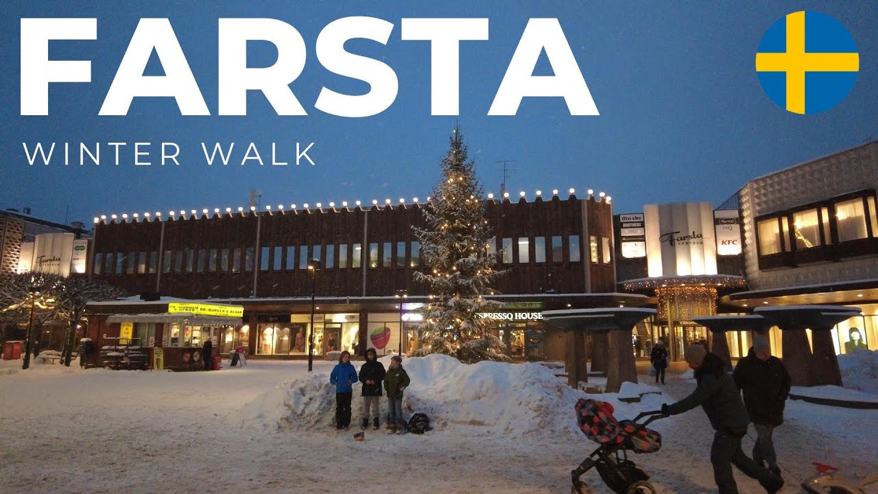 Walking in the snow - Stockholm 4K - Farsta Centrum  (#640)