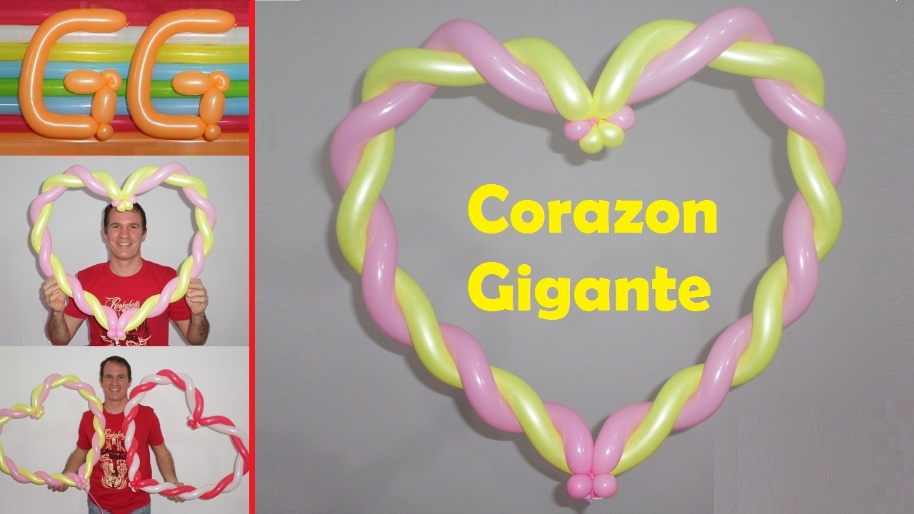 como hacer un corazon con globos - globoflexia facil - decoración de corazones
