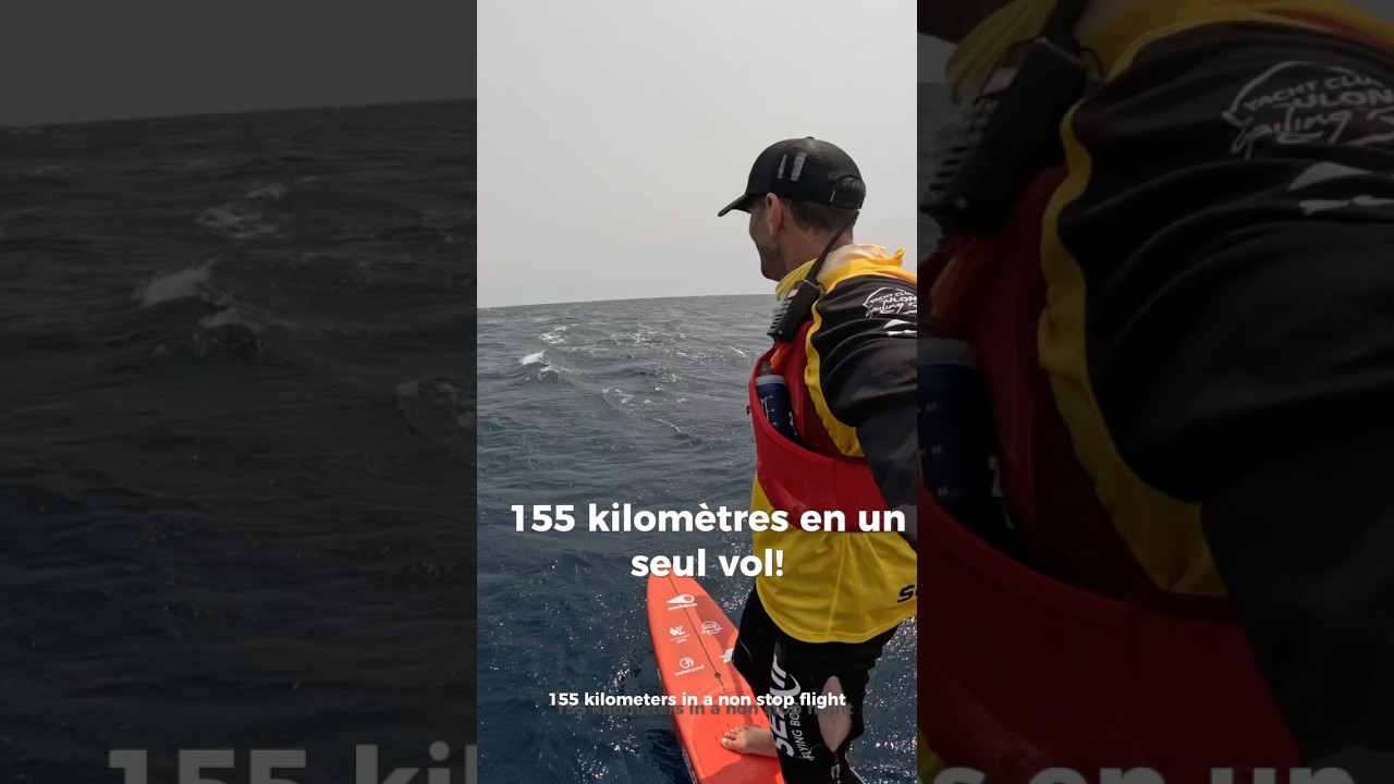 💥Nouveau record !! 156,5 km en un seul vol, sur mon foil, sans voile et sans moteur ! 🥳🥳 #foiling
