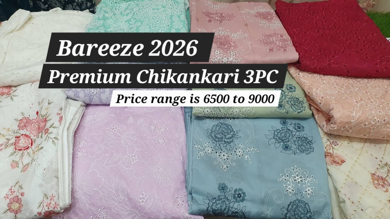 “Bareeze Premium Suits | Chikankari & Lawn 3pc | Half Price