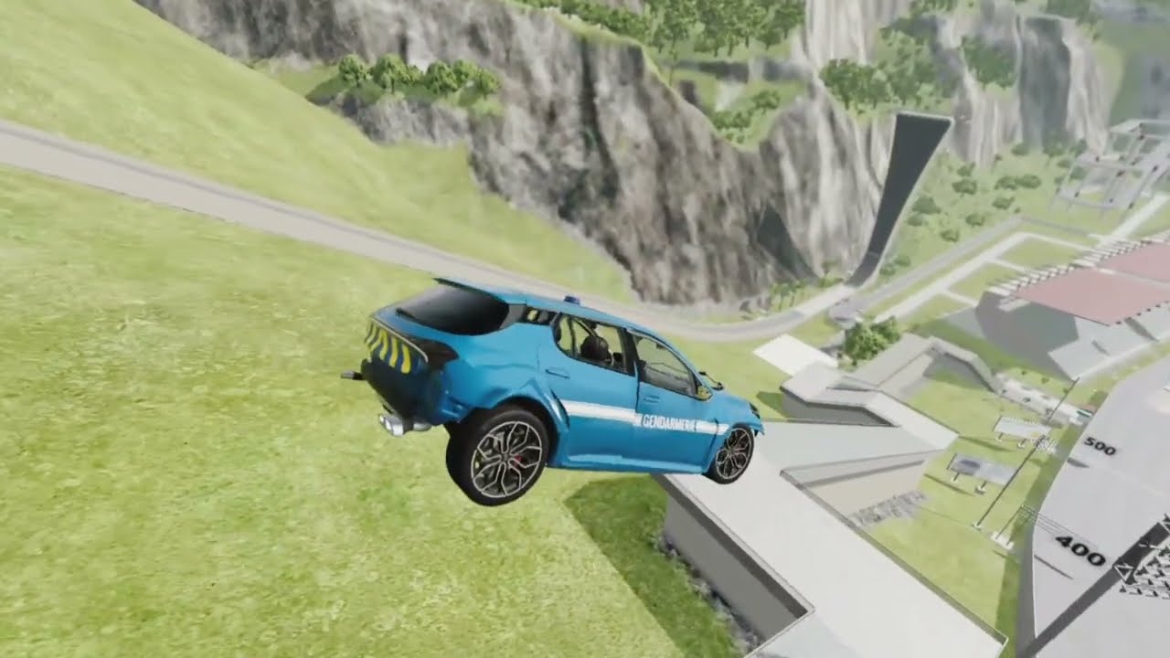 High speed cars vs stairs crashes gaint vs mobi jumping crash Beamng.drive tutorial