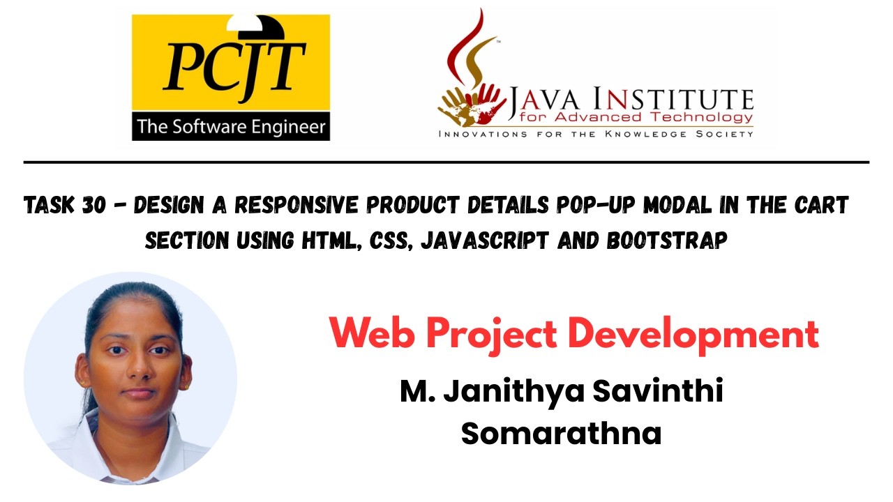 Design a responsive product details pop-up modal in the cart section using HTML JavaScript Bootstrap