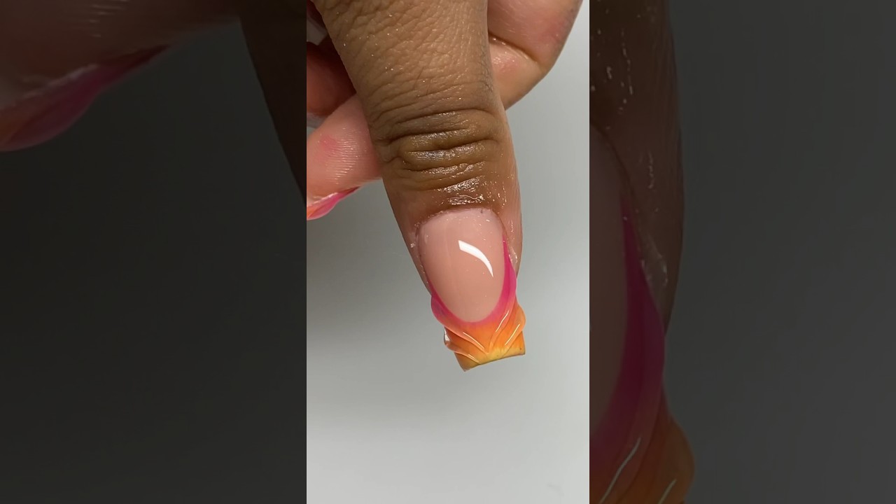 3D textured nails 🩷🧡💛  #3D #nailart #ombrenails #gelxnails #gelnails