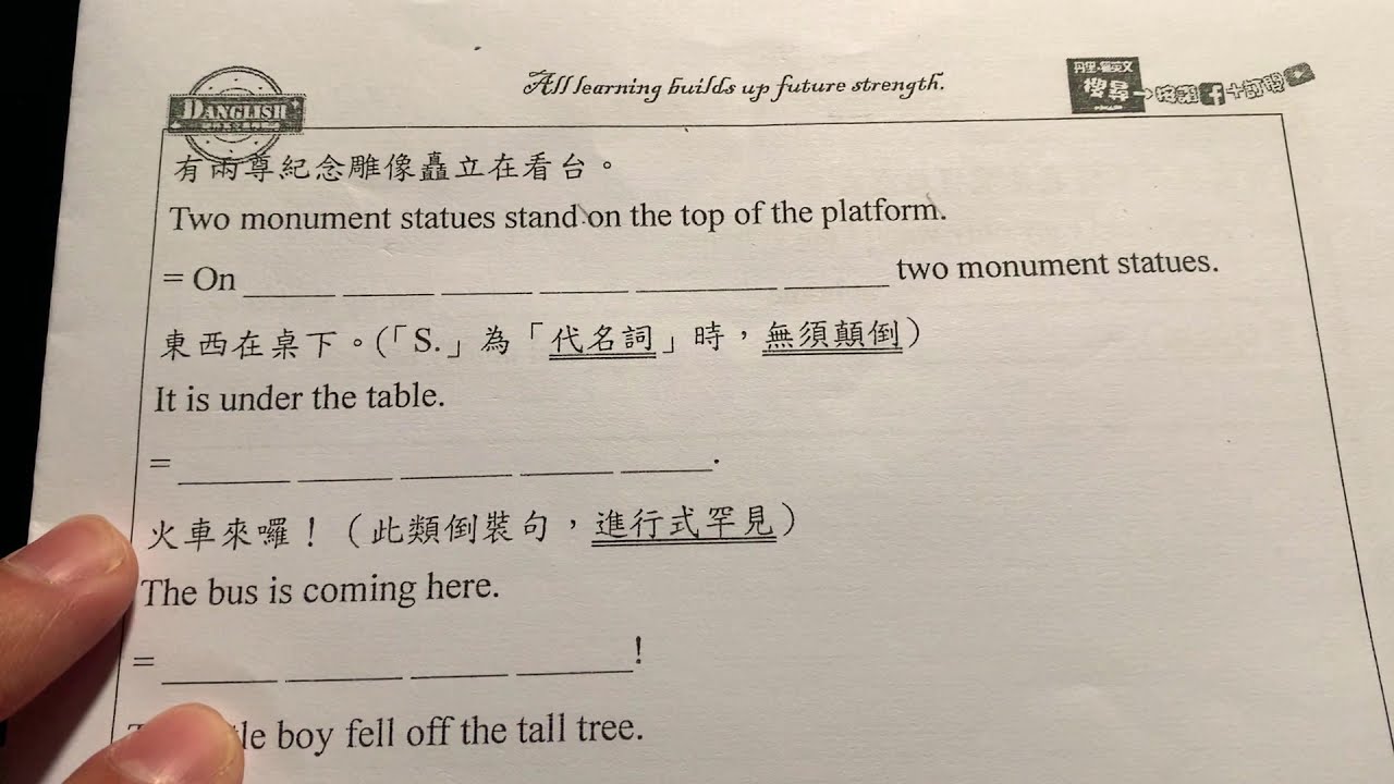 【地方副詞的倒裝句】