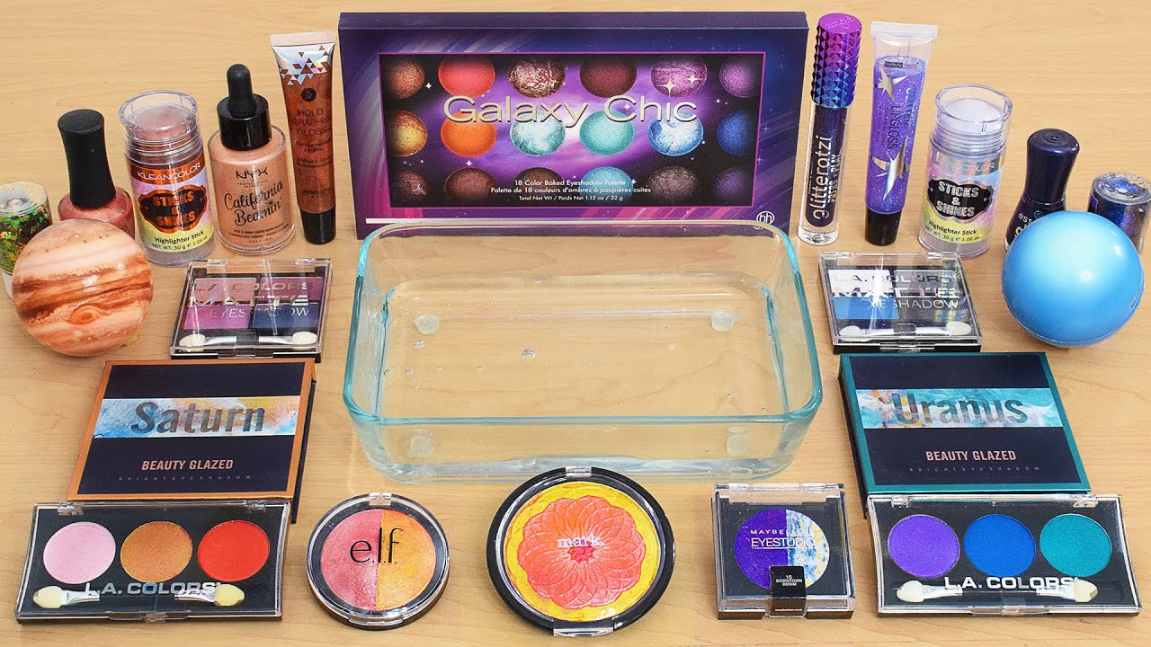 The Galaxy - Mixing Too Much Makeup and Eyeshadow Into Slime ASMR