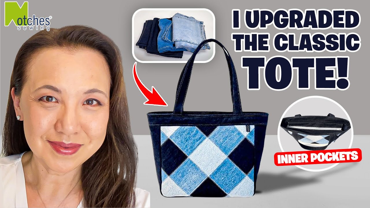 Sew My New Gail Patchwork Zip Tote ! |  DIY Large Lined Tote Bag Tutorial