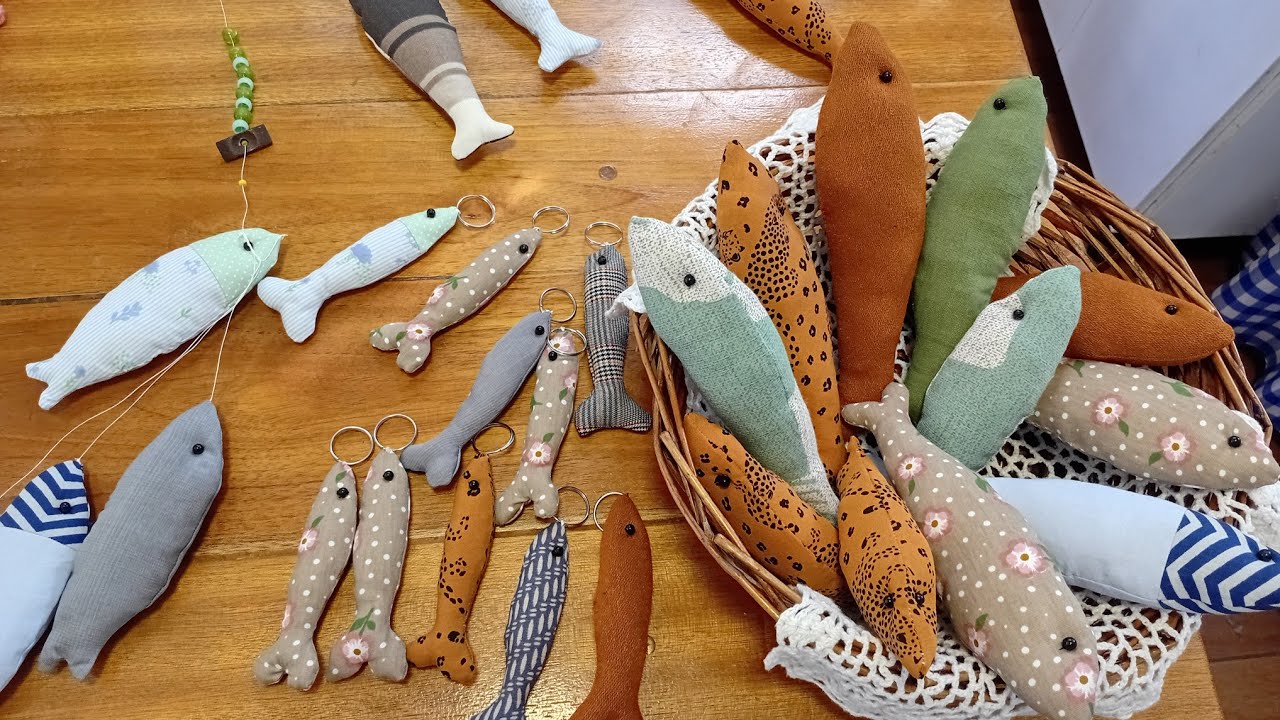 Peixes em tecido, várias ideias #façaevenda#chaveiro#mobile#pescamaravilhosa