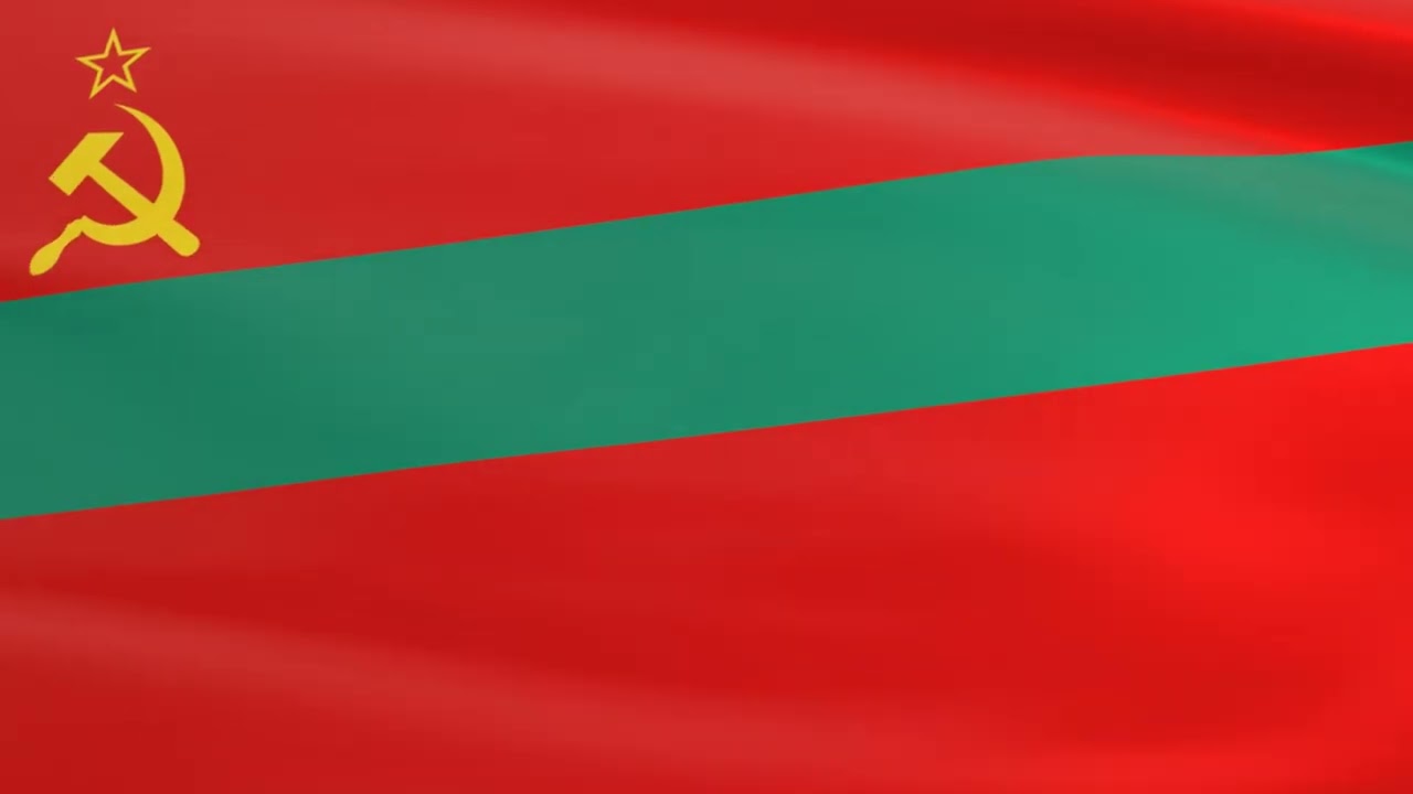 Flag of Transnistria officially the Pridnestrovian Moldavian Republic waving in the wind