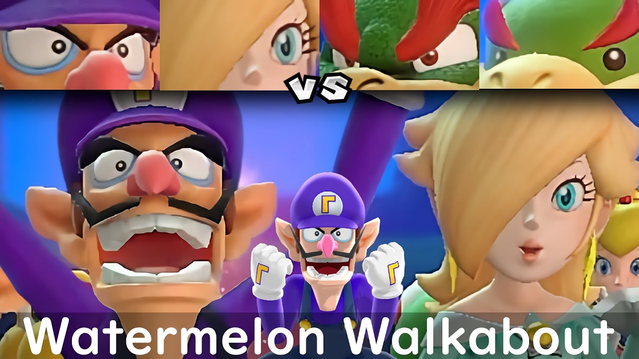 Super Mario Party Waluigi and Rosalina vs Bowser and Bowser Jr #163 Watermelon Walkabout
