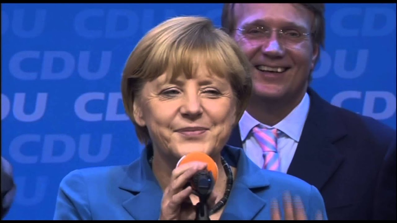 Angela Merkel celebrates victory in German election