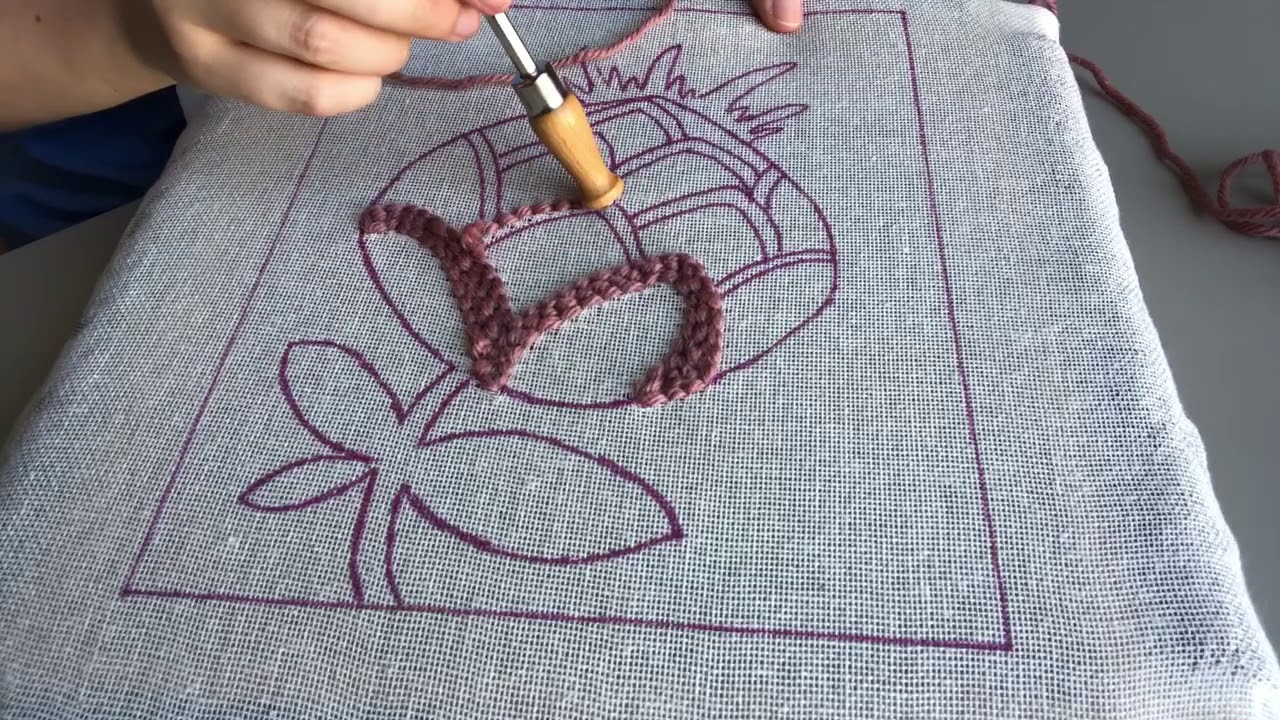 Whole Punching: How to use an adjustable punch needle for punch needle embroidery / rug hooking