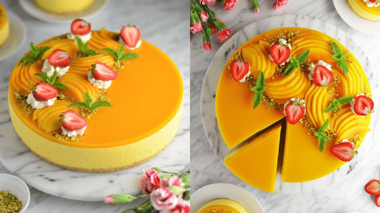 The Ultimate No Bake Mango Cheesecake | Light & Fluffy Mango Mousse cake | Eggless | Lime Thyme
