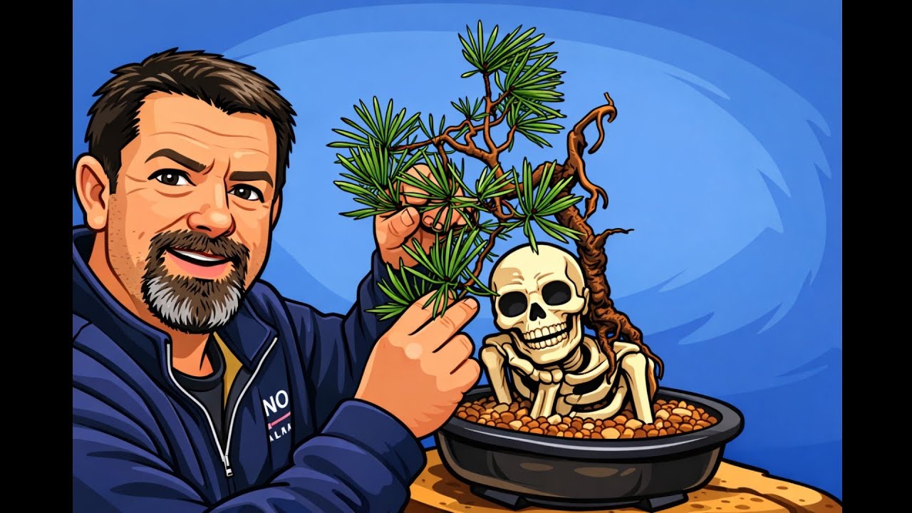 Пересадка бонсая из сосны обыкновенной на статую-скелет | Root Over Sculpture