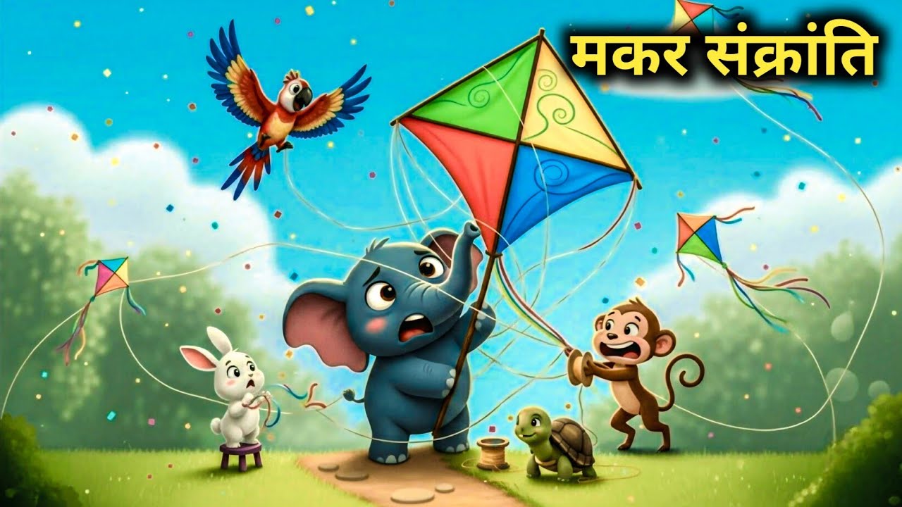जानवरों की मकर संक्रांति | Patang Udate Janwar | Moral Kids Cartoon Story Hindi