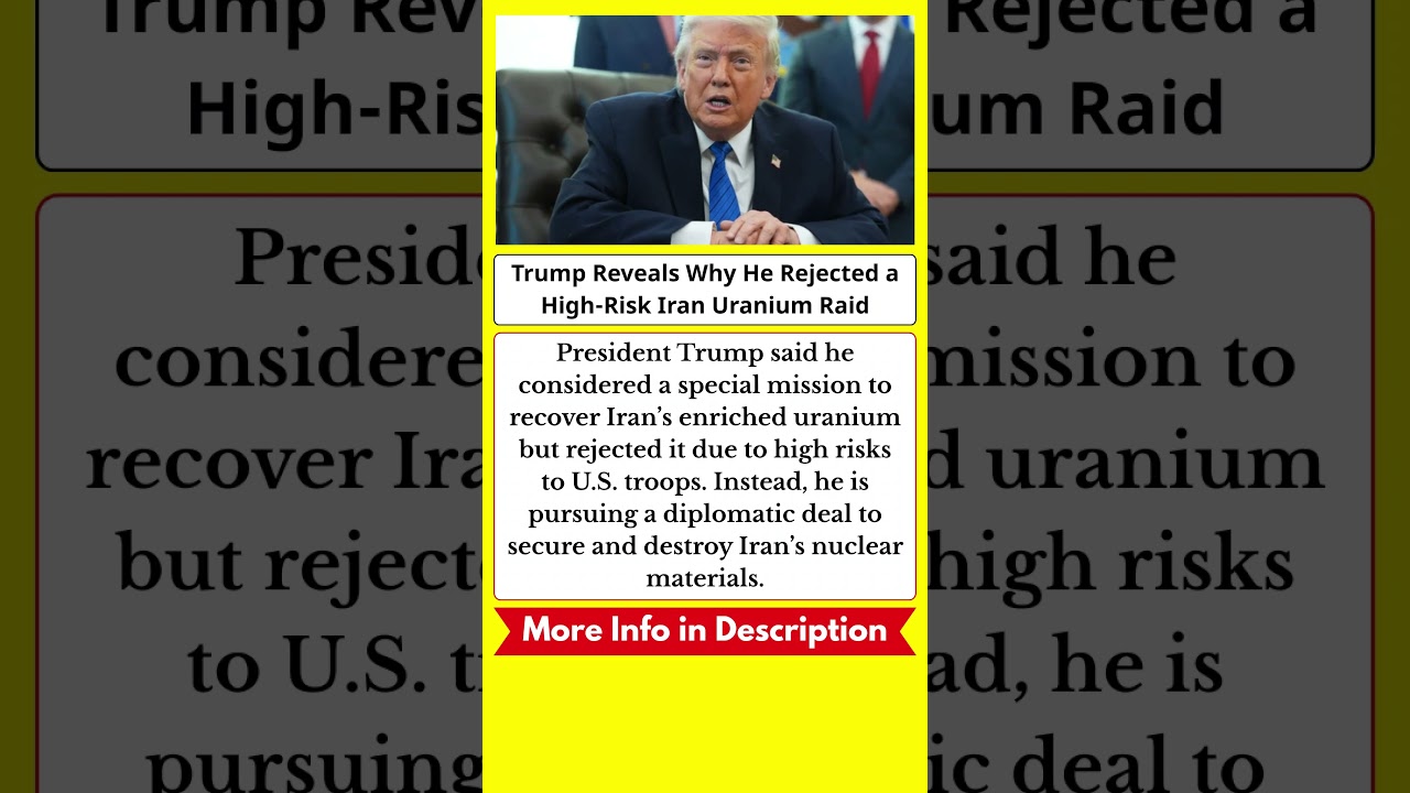 Trump Reveals Why He Rejected a High-Risk Iran Uranium Raid