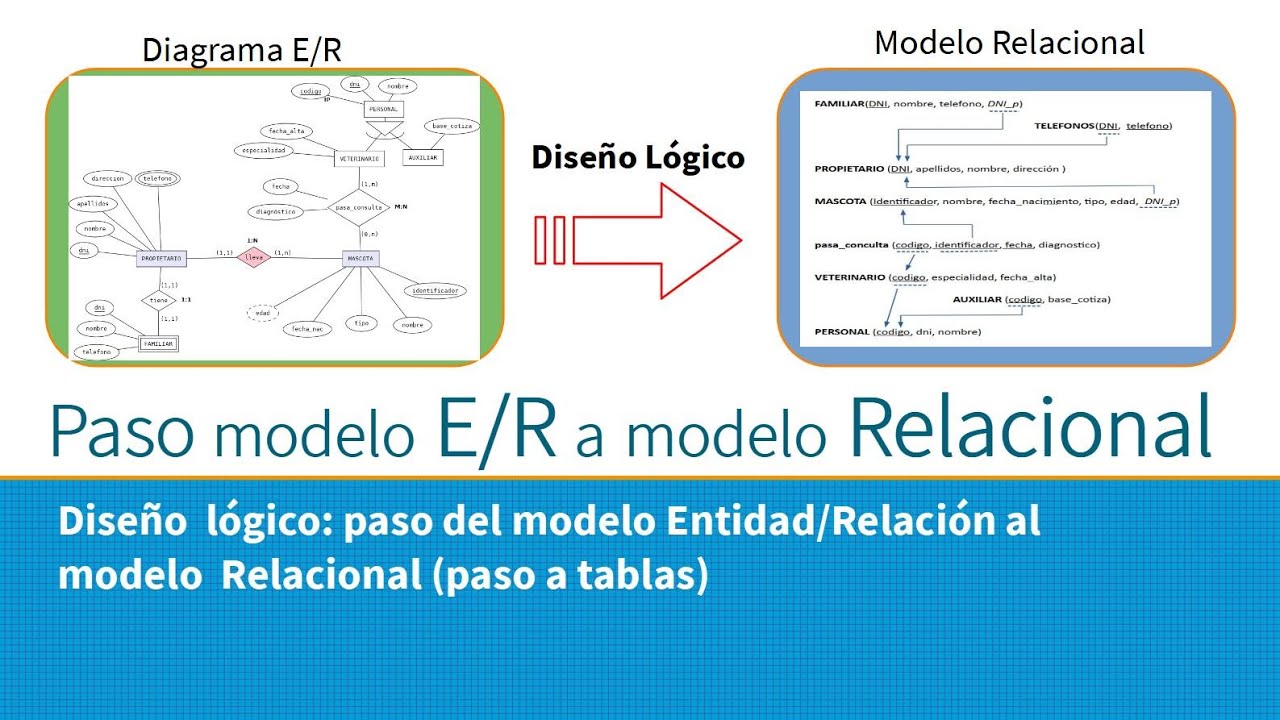 Diseño lógico. Paso del modelo ER al Relacional. Veterinaria