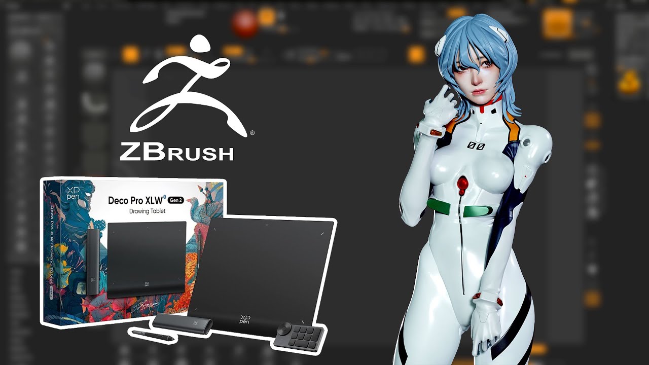 Sculpting With XP-PEN Deco Pro XLW Gen2 -16K ! Rei Ayanami from Evangelion