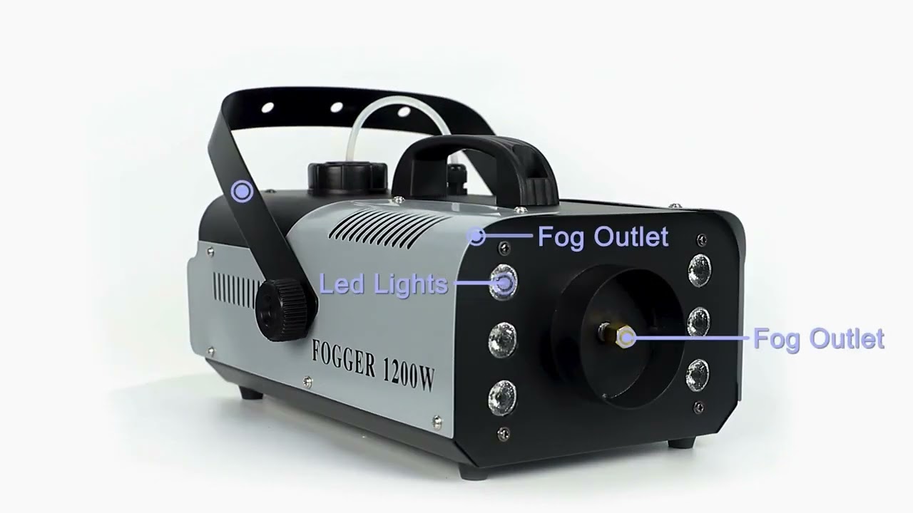 U'King 1200W Fog Machine 6LEDs Remote Fogger Ejector Disco Colorful