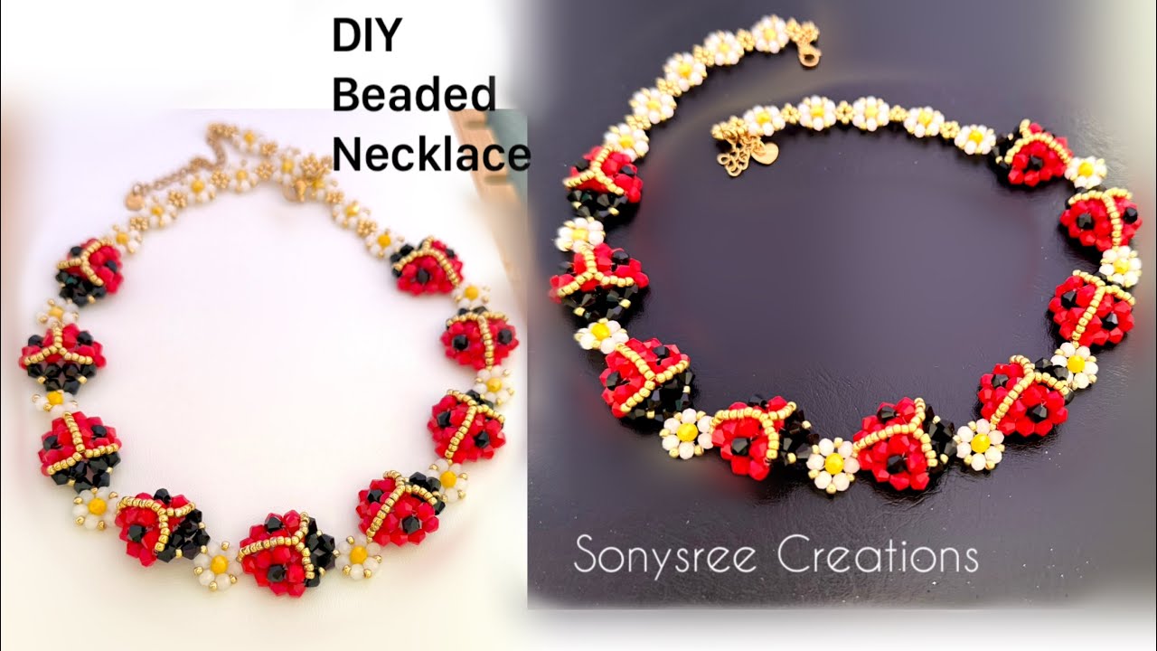 Ladybug Beaded Necklace || How to Make ladybug