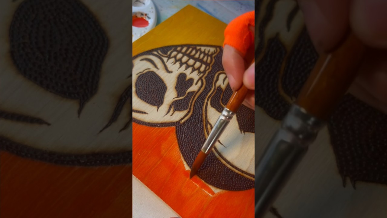 “Couple Things” woodburn & watercolor 🧡💛 