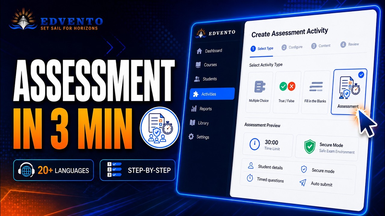 How to Create an Assessment in Edvento | AI Questions, CSV Import & Anti-Cheating Settings