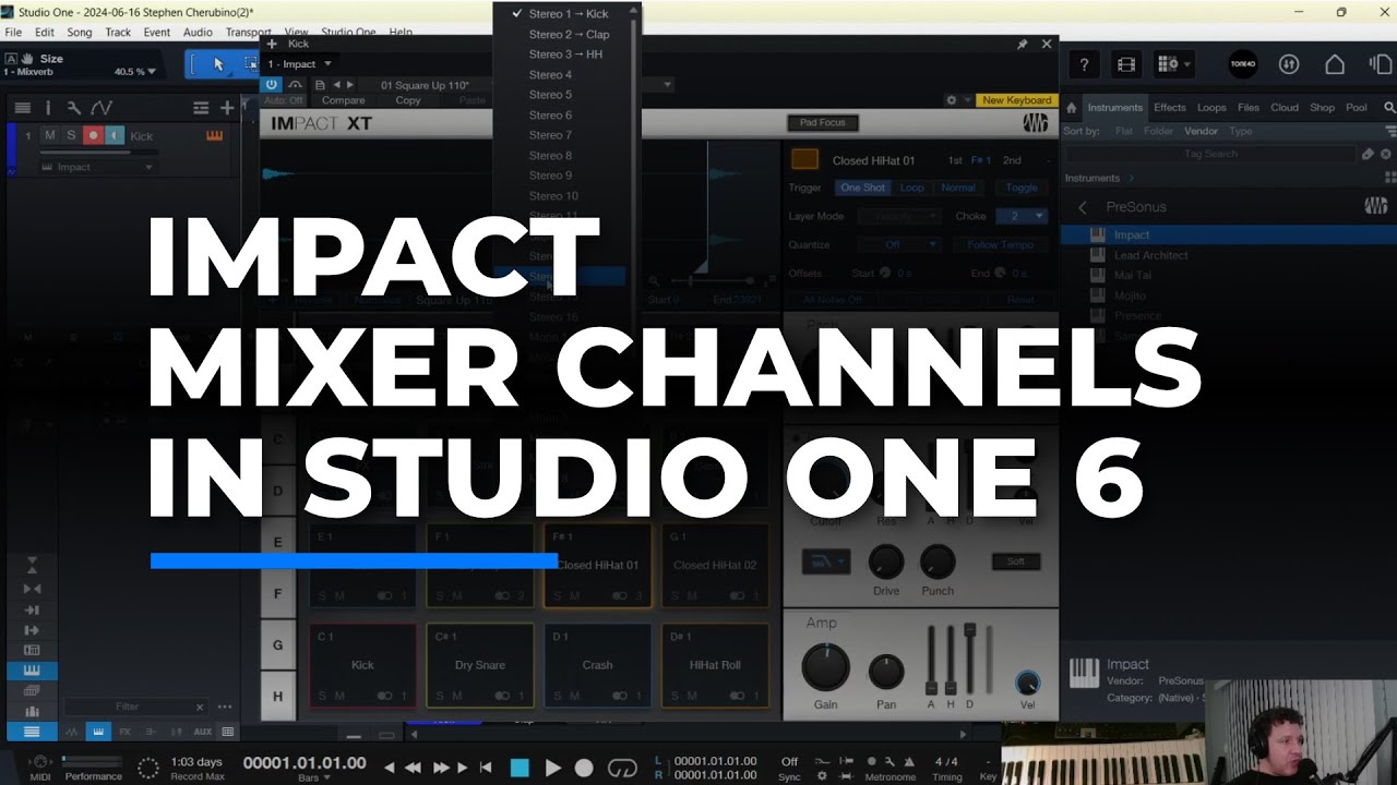 Impact Drum Machine Mixer Channels in Studio One 6 - What are they? Why are they there?