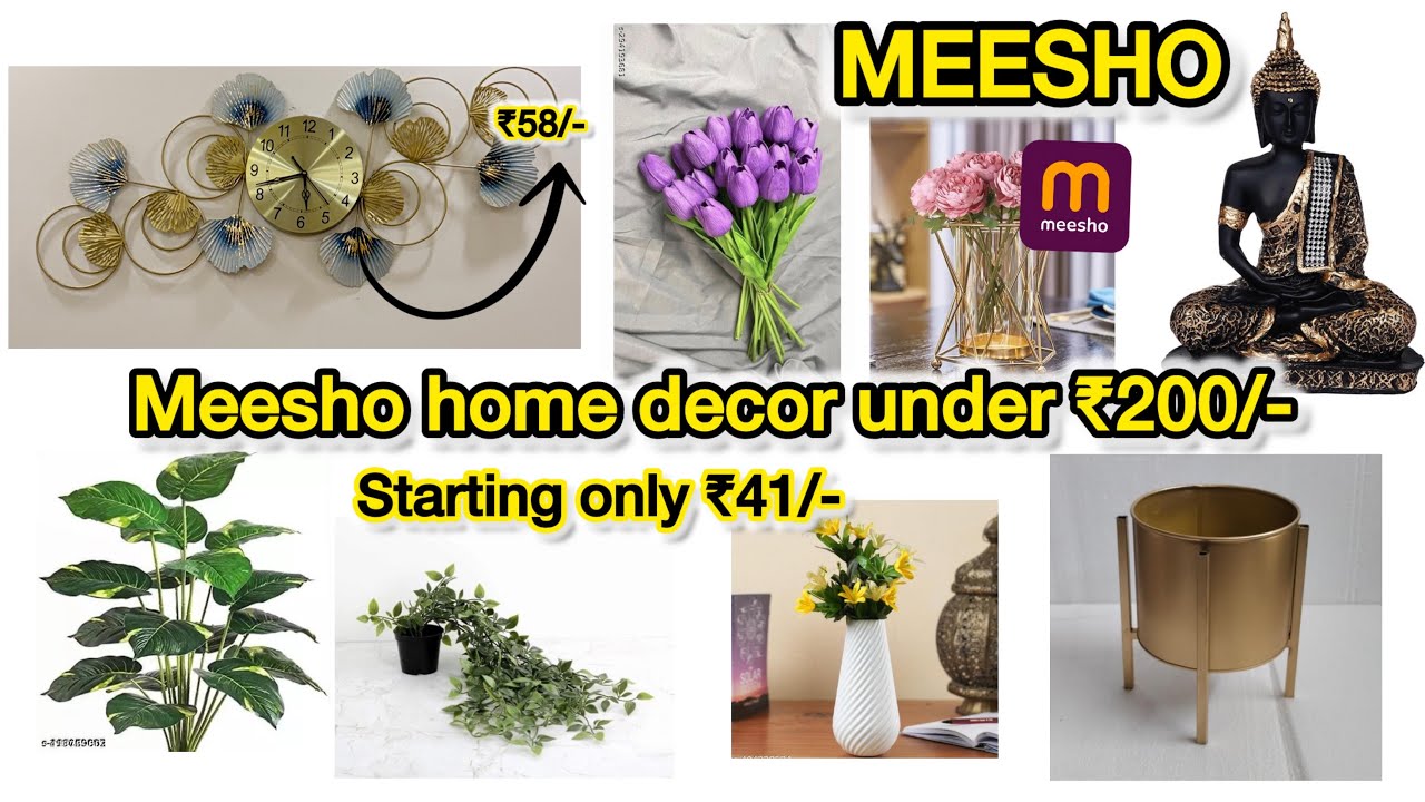 🔥MEESHO home decor under 200 rs| 15 affordable & trending home decor| metal wall clock58₹🔥#meesho 