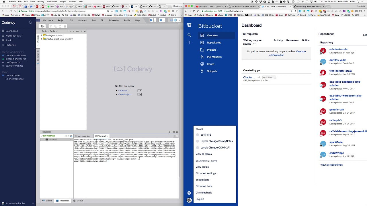 COMP 372/471: How to set up ssh access from Codenvy to Bitbucket