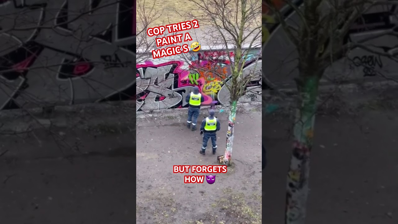 👑 POLICJANT PR&Oacute;BUJE NAMALOWAĆ GRAFFITI 👑 Policjant zapomniał, jak namalować magiczne S 🙃 #Graffiti #Sztuka #sztukauliczna #GmanGK