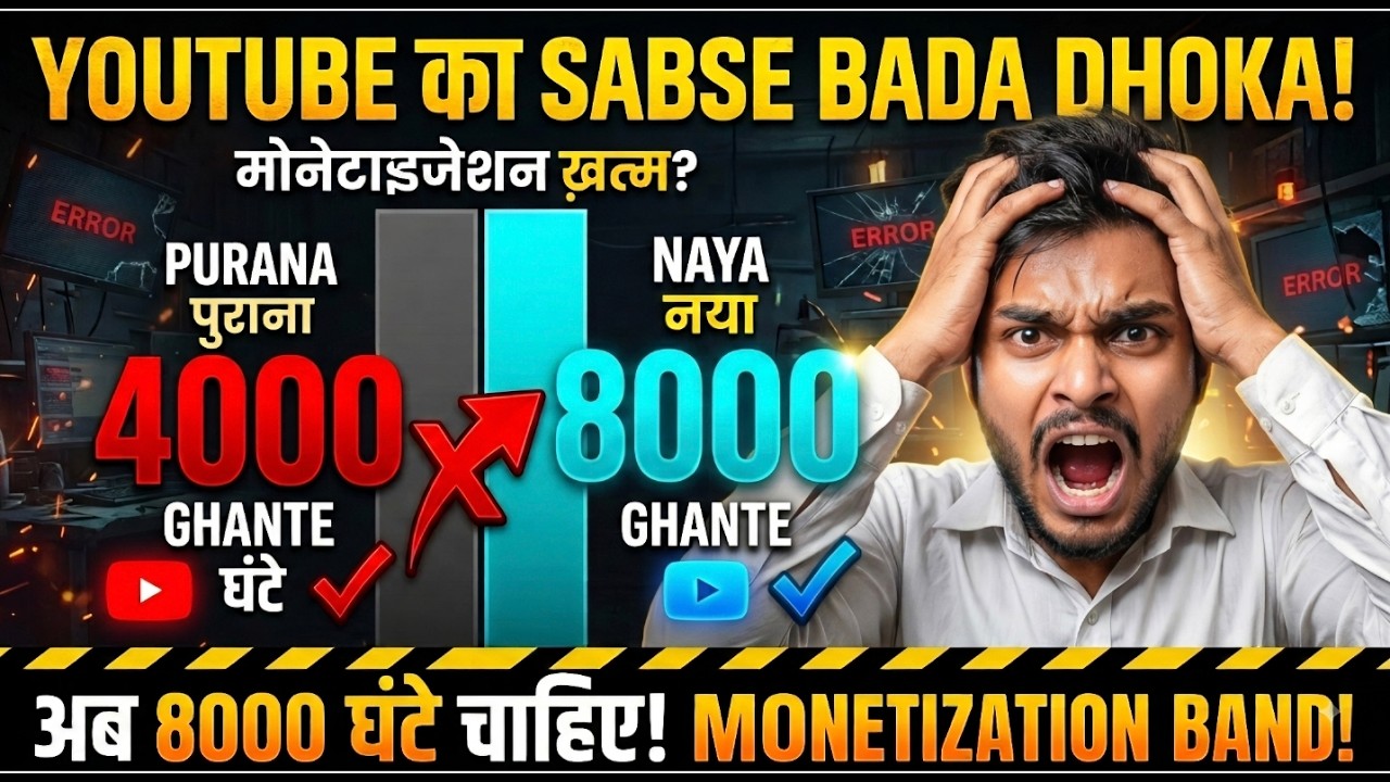 YouTube Ka Sabse Bada Dhoka! ❌ 4000 to 8000 Hours Watch Time Update Reality