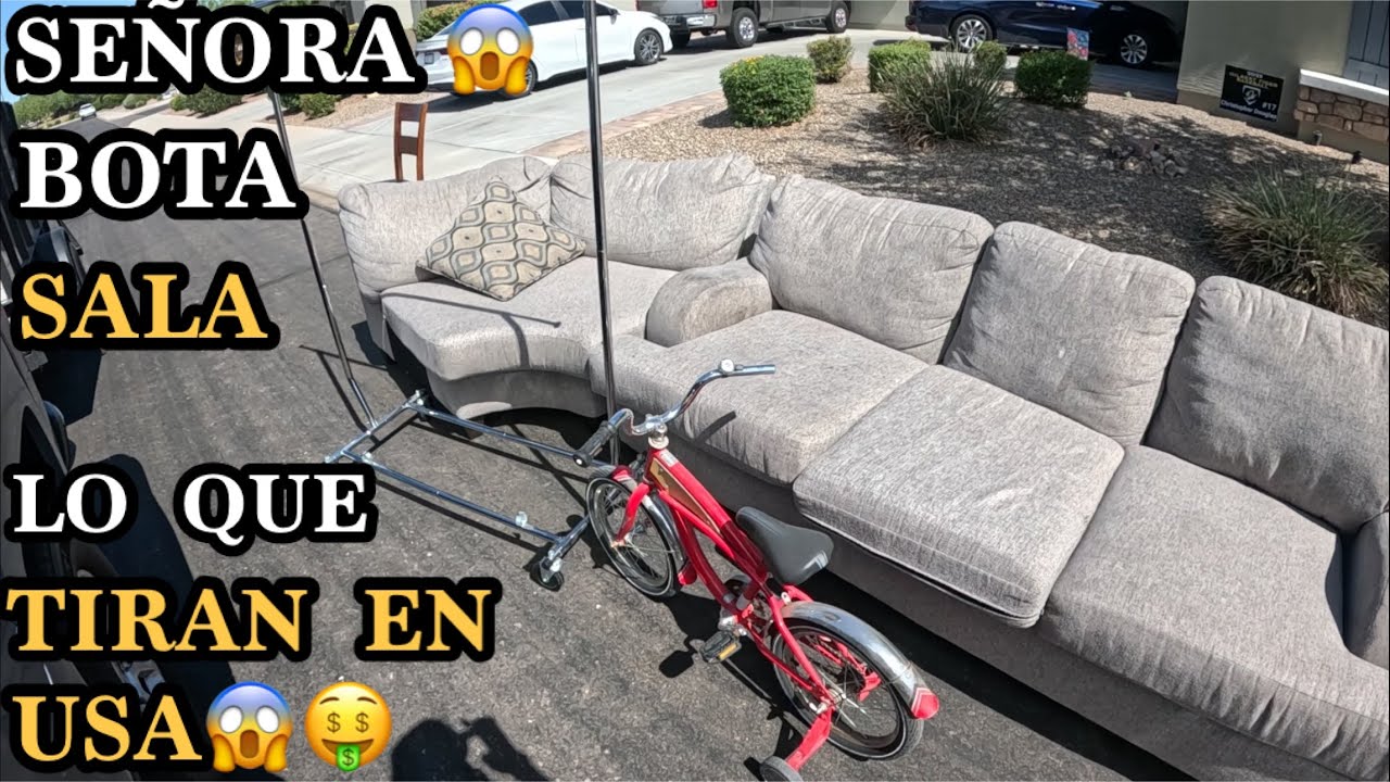Lo que tiran en usa🤑MILLONARIA TIRA SALA Y cama  de $500 dólares. CON BICICLETA