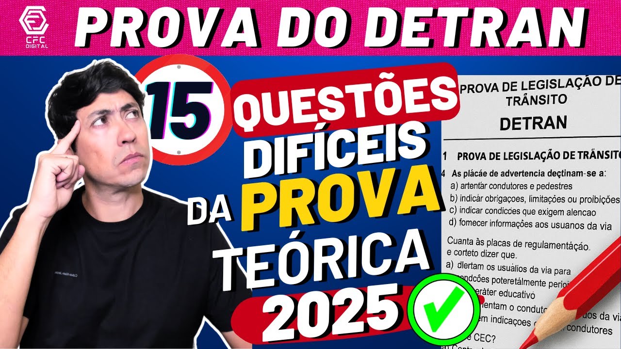 LEGISLAÇÃO DE TRÂNSITO - SIMULADO DE 15 QUESTÕES DO DETRAN 2025 - REVISÃO DE PROVA DO DETRAN 2025