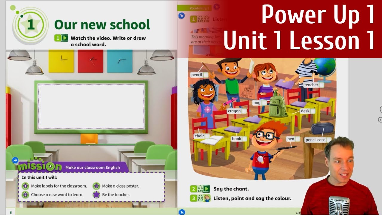 Learn Basic English Greetings | Power Up Level 1 Unit 1 | Hello and Our New School with Teacher AJ