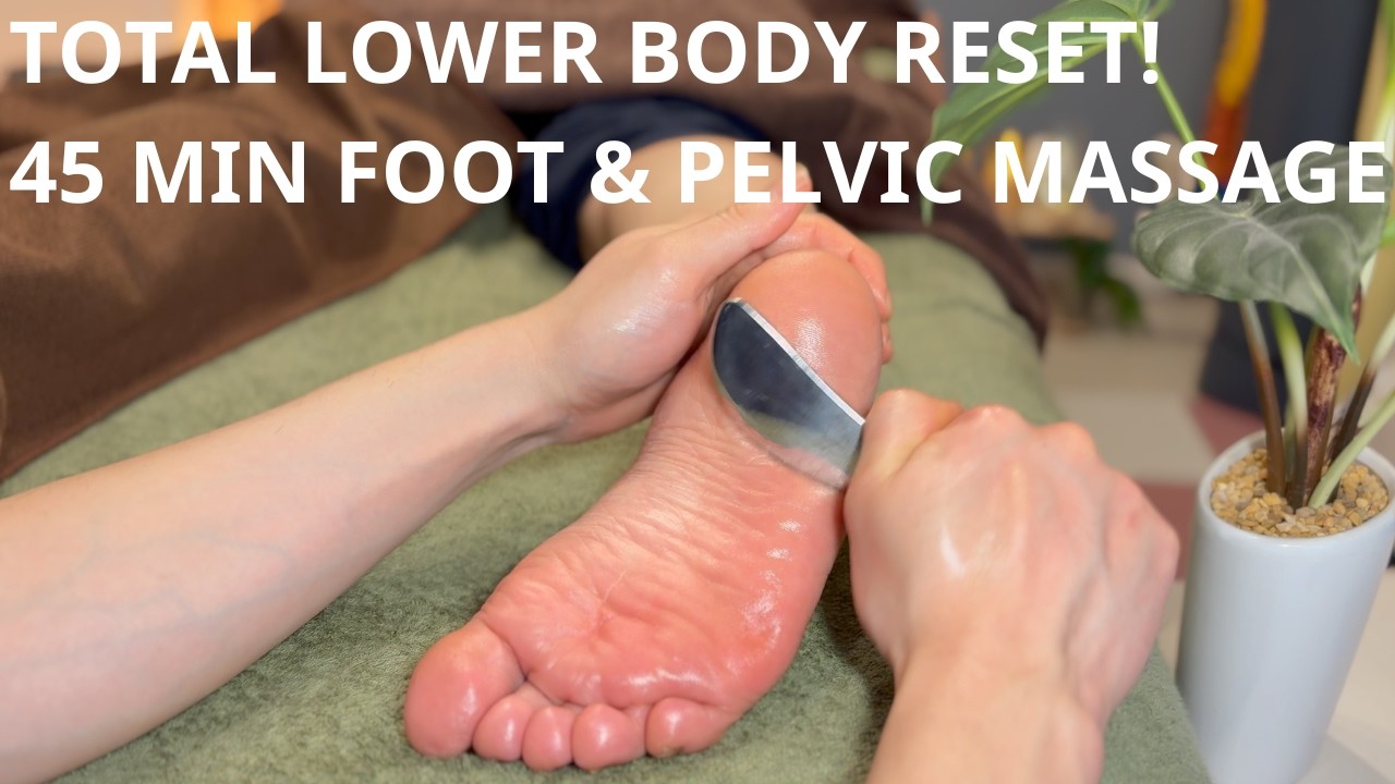 【Relax ASMR】うつ伏せ足つぼオイルマッサージ＆骨盤と下半身ケア45分 ✨45min Prone Reflexology + Pelvic Adjustment✨Stainless Tools