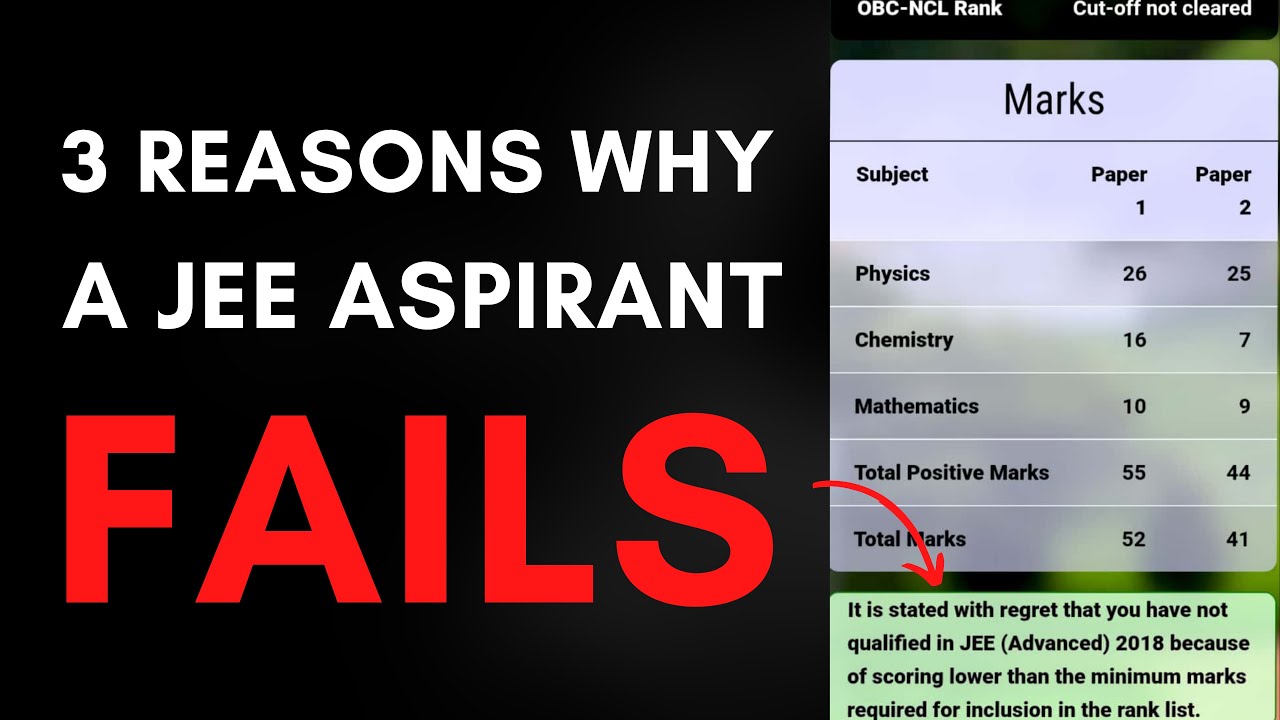 3 Reasons why you won't be able to clear IIT - JEE 😥 | Many JEE Aspirants failed because of this