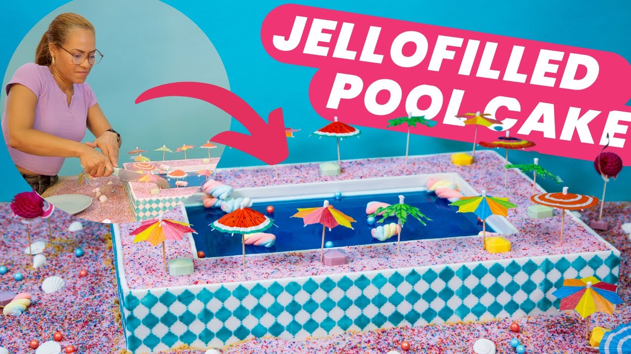 Jello-filled SWIMMING POOL CAKE with  marshmallow floaties 🍰🤣 | How to Cake It With Yolanda Gampp