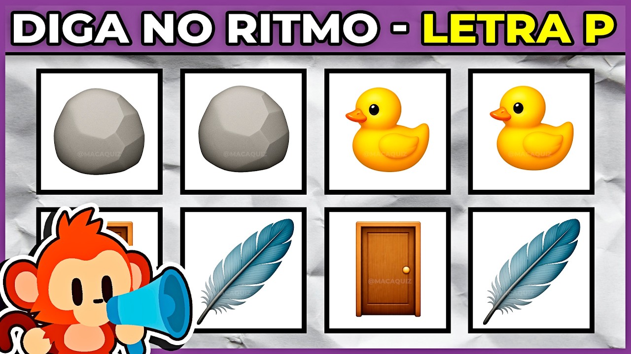 📢 DIGA A PALAVRA NA BATIDA (LETRA P) Níveis: 🟩 Fácil 🟨Médio 🟥 Difícil #macaquiz