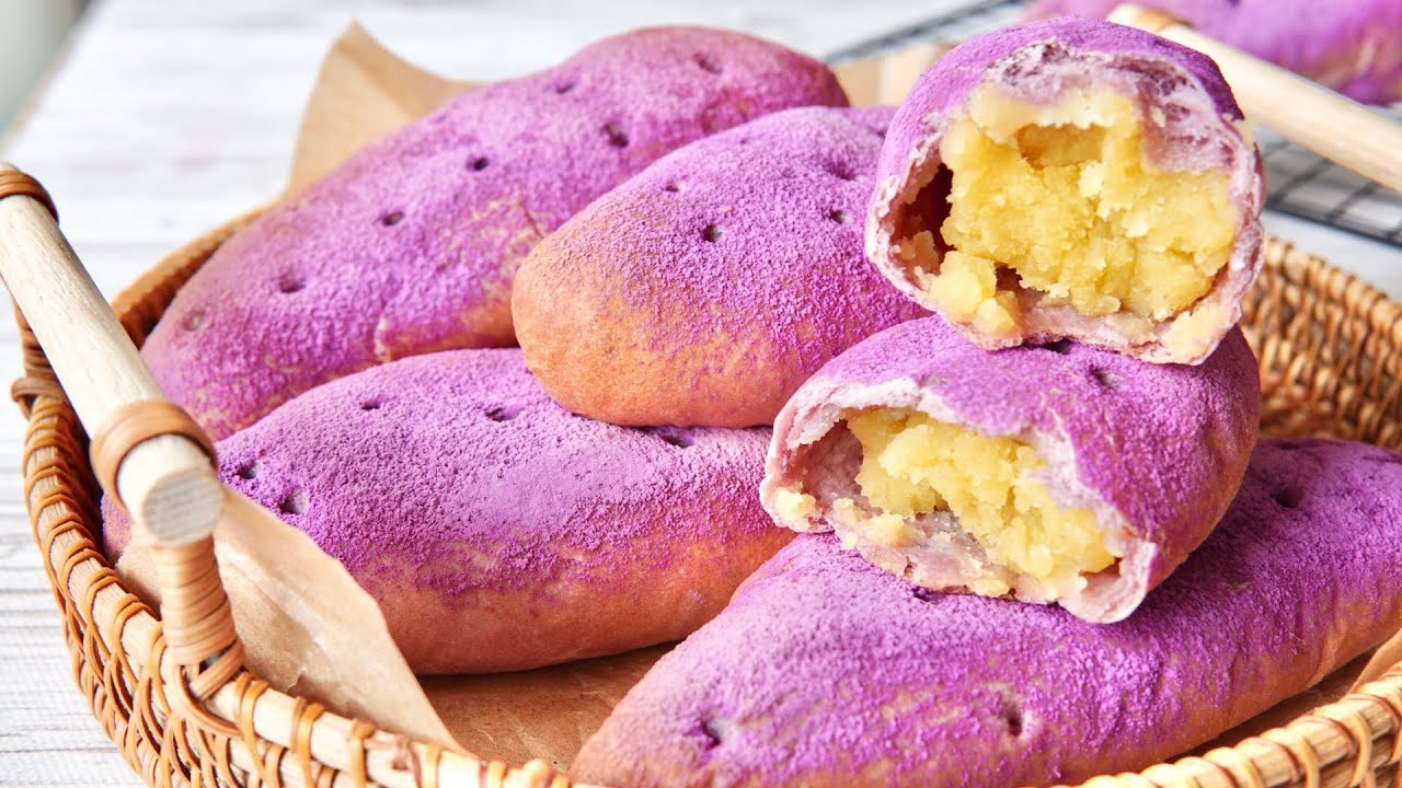 めっちゃレシピ聞かれたやわもち食感の【コグマパン】🍠💓 고구마빵　How to make sweet potato bread