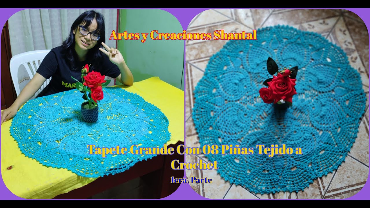 Te Enseño Tejer Este Lindo Tapete Grande Con 08 Piñas Paso a Paso Tejido a Crochet - 1era. Parte