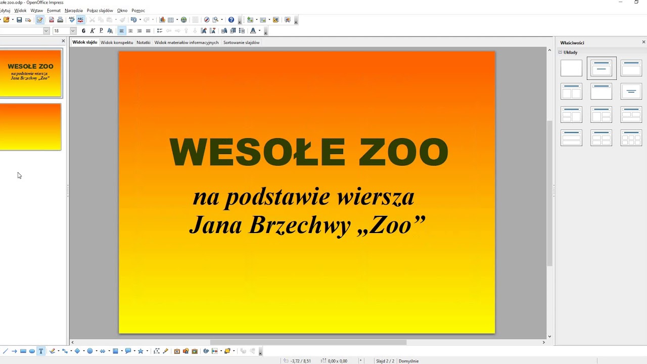 OpenOffice Impress cw4 Dodajemy nowe slajdy do tworzonej prezentacji