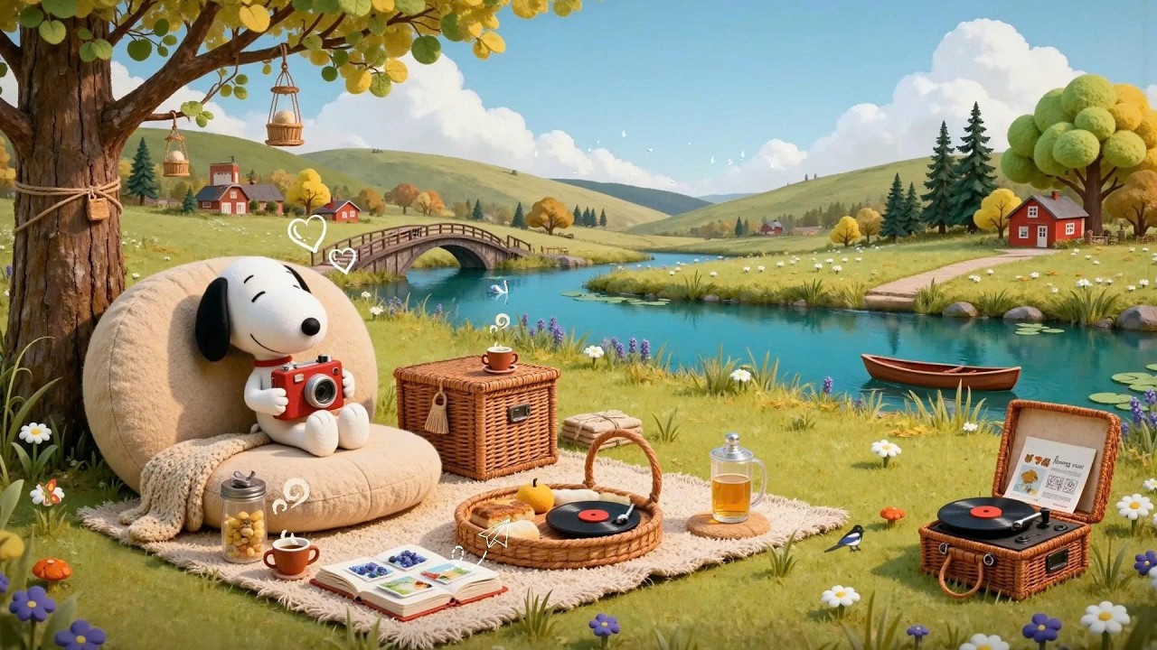 Snoopy’s Peaceful Riverside Picnic 🍃📷 Cozy Lofi Beats for Study, Relax & Happy Days