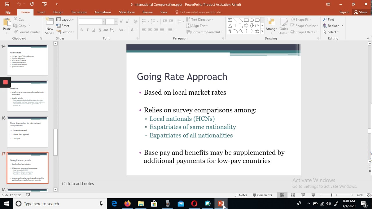 International Compensation Approaches|Three Basic Approaches