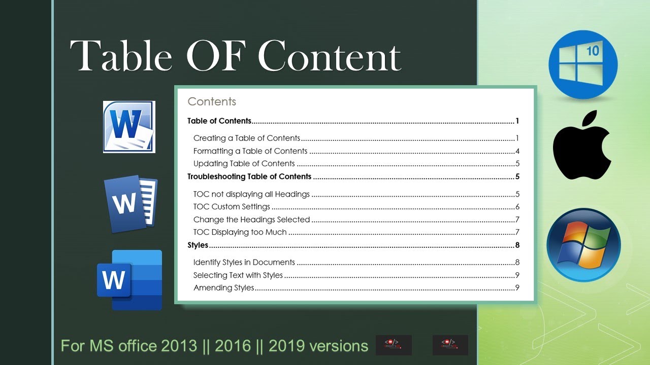 Creating a Table of Contents in Microsoft Word | How to insert Table of Contents in Word | ms word